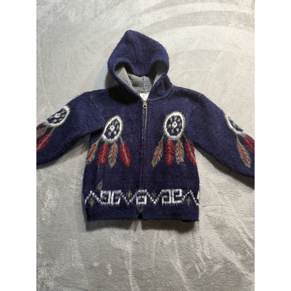 Vintage Tejidos Aly Marka 100% Wool Hooded Jacket Kids Size 4 Southwestern